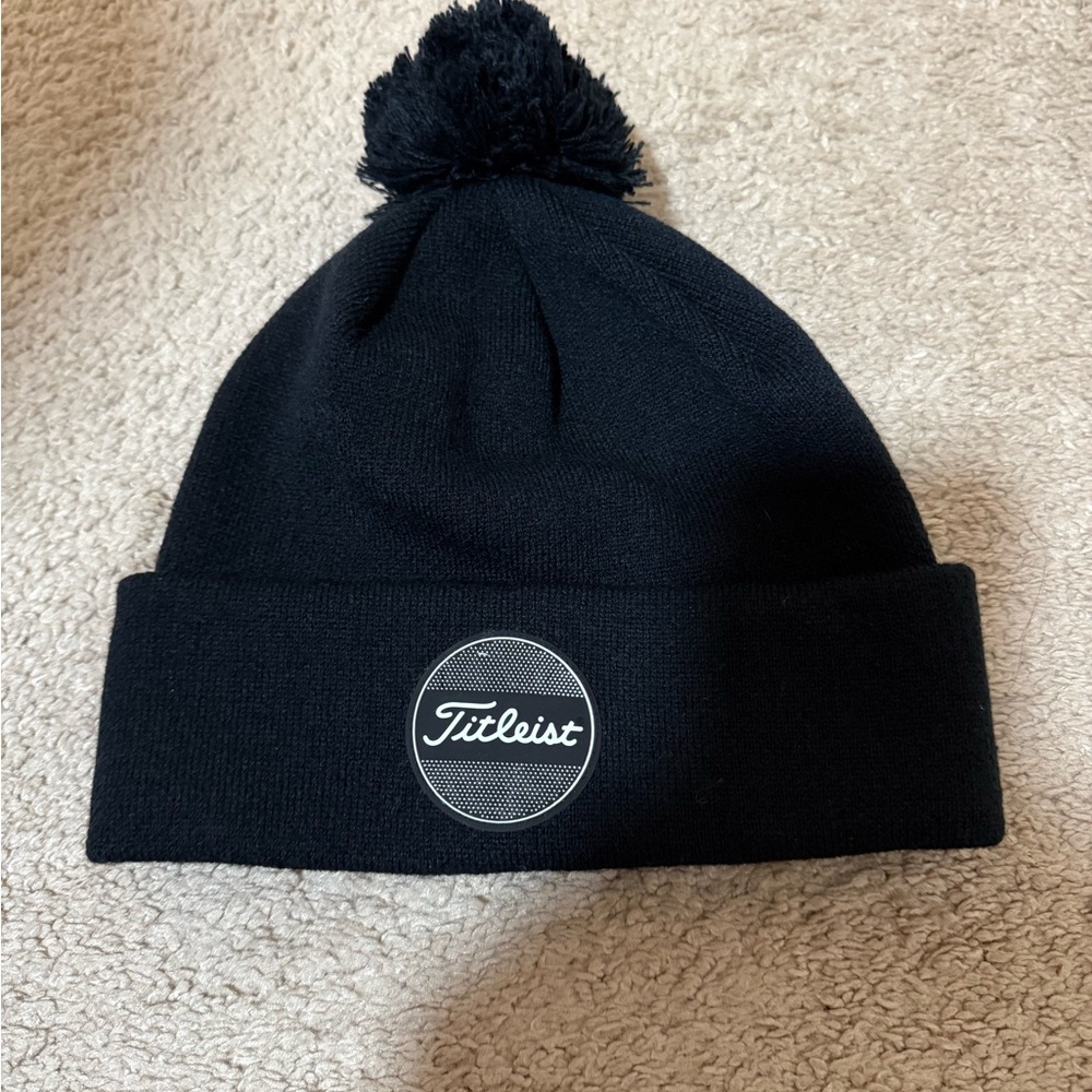 Titleist Black Knit Hat with Pom